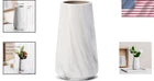 6" White Marble Vase for Pampas Grass & Flowers – Minimalist Modern Home Decor, Decorative Flower Vase